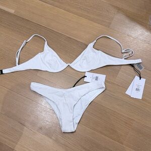 Onia Textured White Bikini set top + bottom